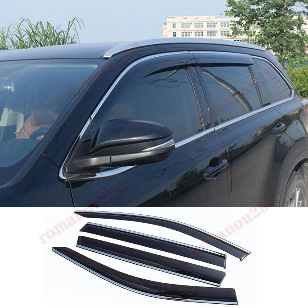 for Toyota Highlander 2014-2019 Window Visors Sun Rain Guard Deflectors W/Chrome
