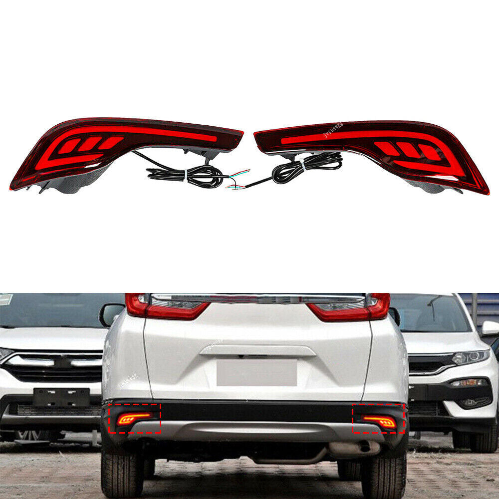 2Pcs LED Rear Bumper Reflector Brake Tail Stop Light Lamp for Honda CRV 17-21