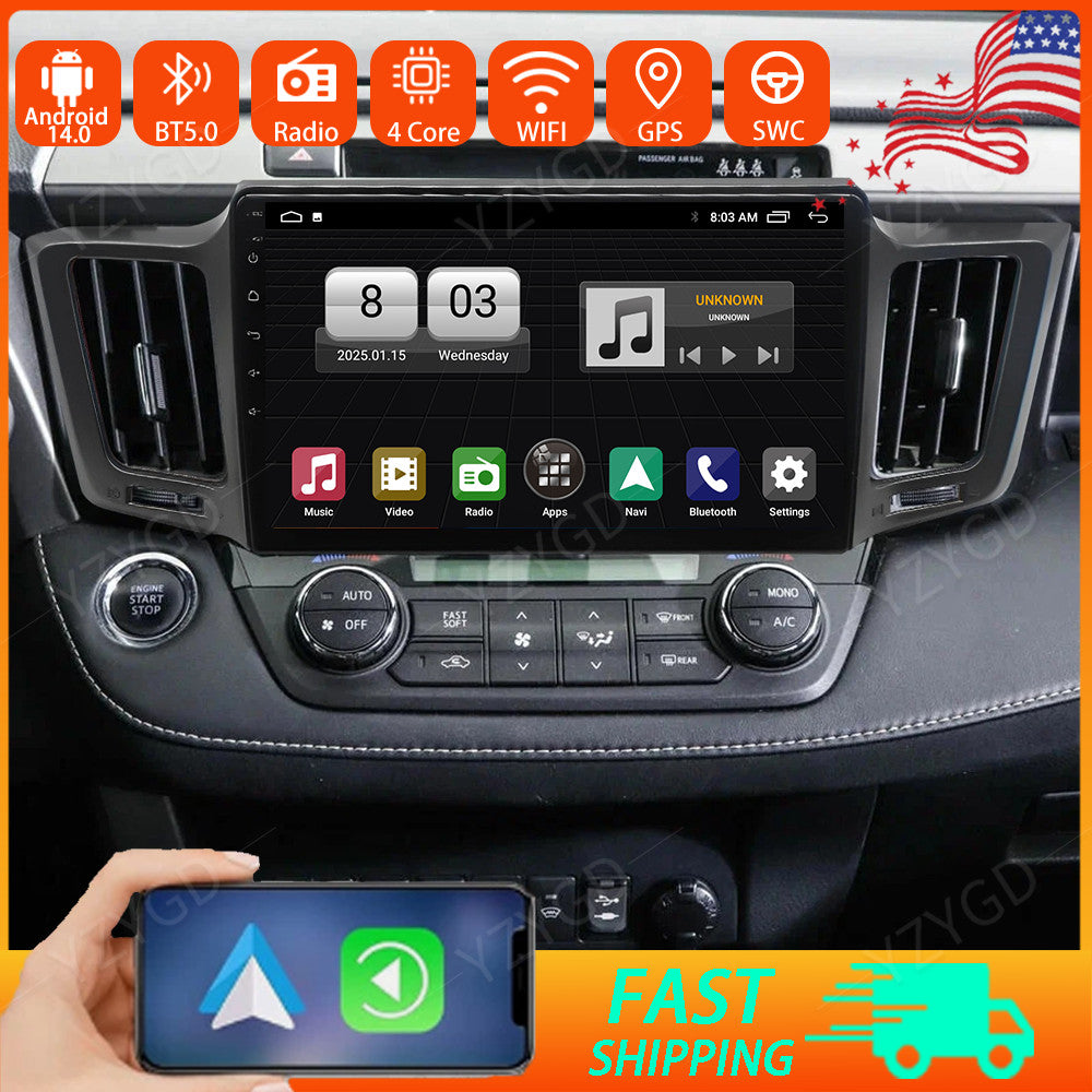 Carplay Car Radio 10 Inch for Toyota RAV4 2013-2018 Android 14 Stereo GPS Navi