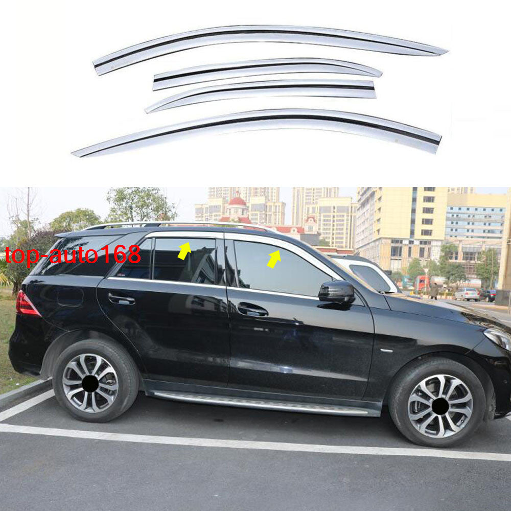 for Benz GLE 2012-2019 Chrome Window Wind Visors Sun Rain Guard Vent Deflectors