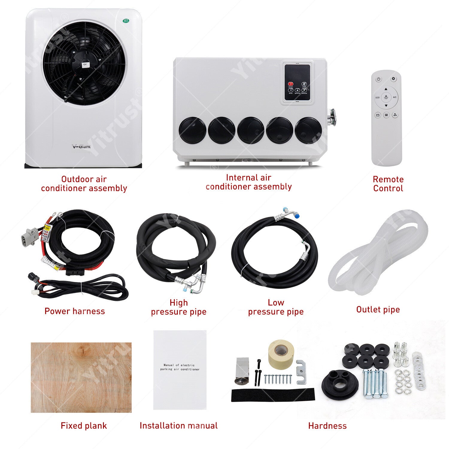 12000 BTU 12V Truck Cab Air Conditioner Split AC Fits Semi Trucks Bus RV Caravan