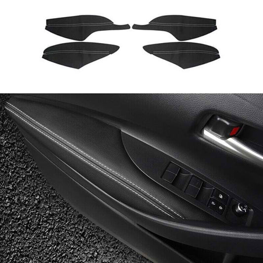 Black White for Toyota for Corolla 20-24 Cover Trim Leather Interior Door Armrest 4X