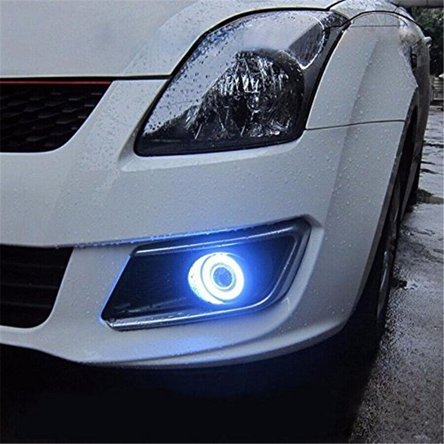 3.5 COB Fog Light Projector Car CCFL Blue Angel Eyes Halo Ring DRL Headlight