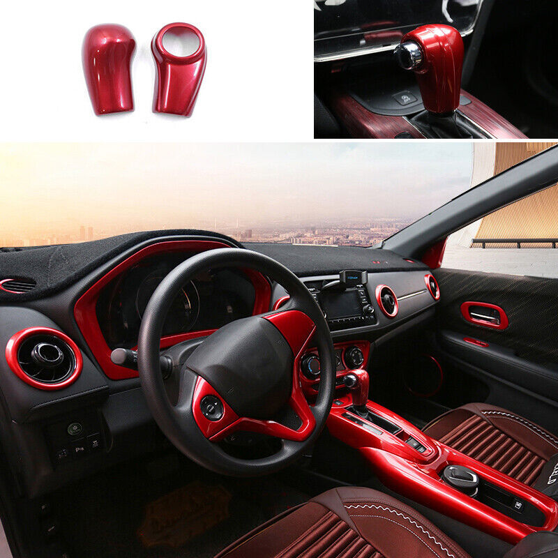 2P for Honda HR-V HRV Vezel 2016-2022 ABS Red Console Gear Shift Knob Cover Trim