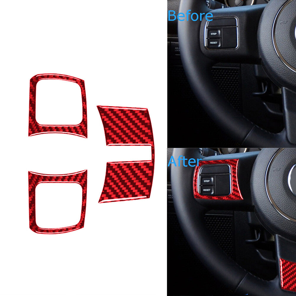 Red Carbon Fiber Steering Wheel Accent Cover Trim for Jeep for Wrangler JK 2011-2017