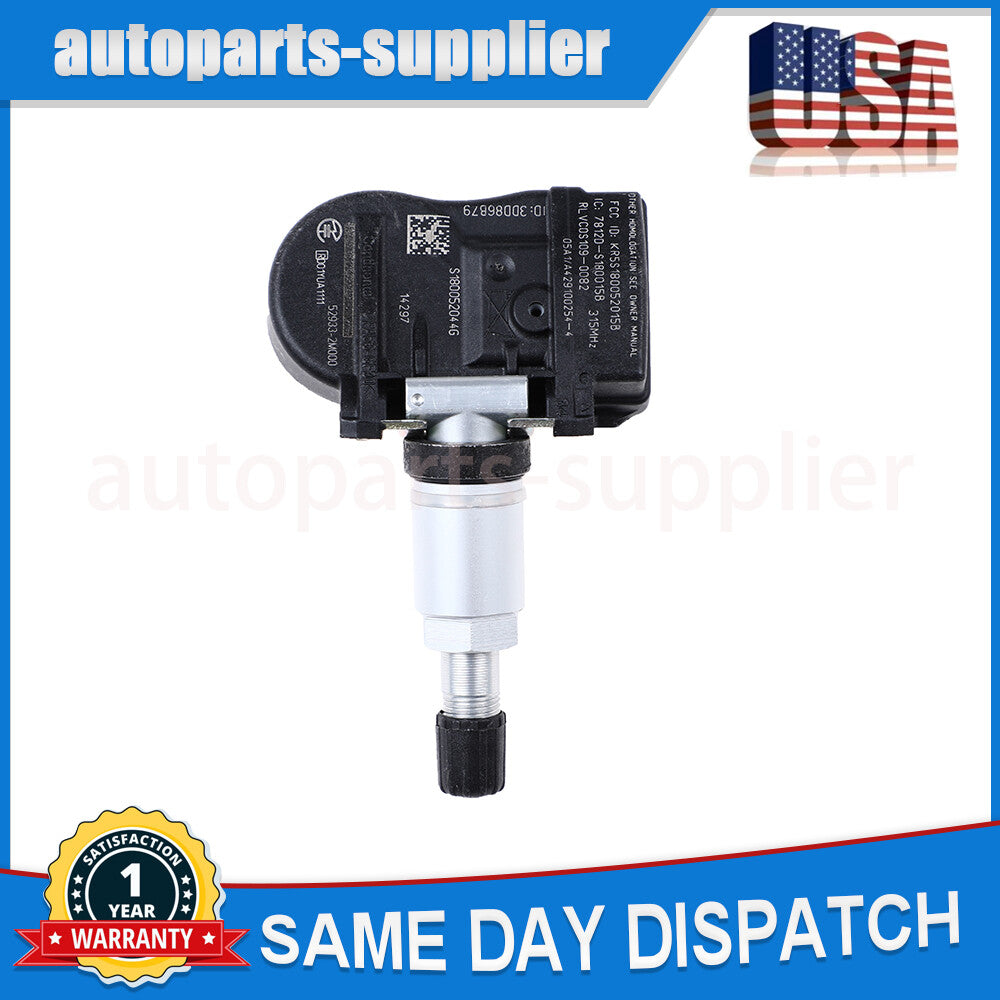 4-piece TPMS 52933-2M000 kit for Hyundai and for Kia tire pressure monitoring sensors.