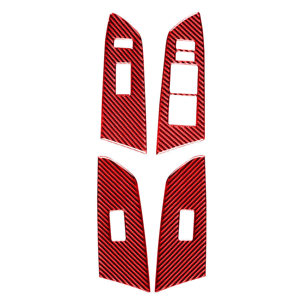 Carbon Fiber Door Window Lift Switch Cover Trim Fit for Toyota Tundra 14-21 RHD Red
