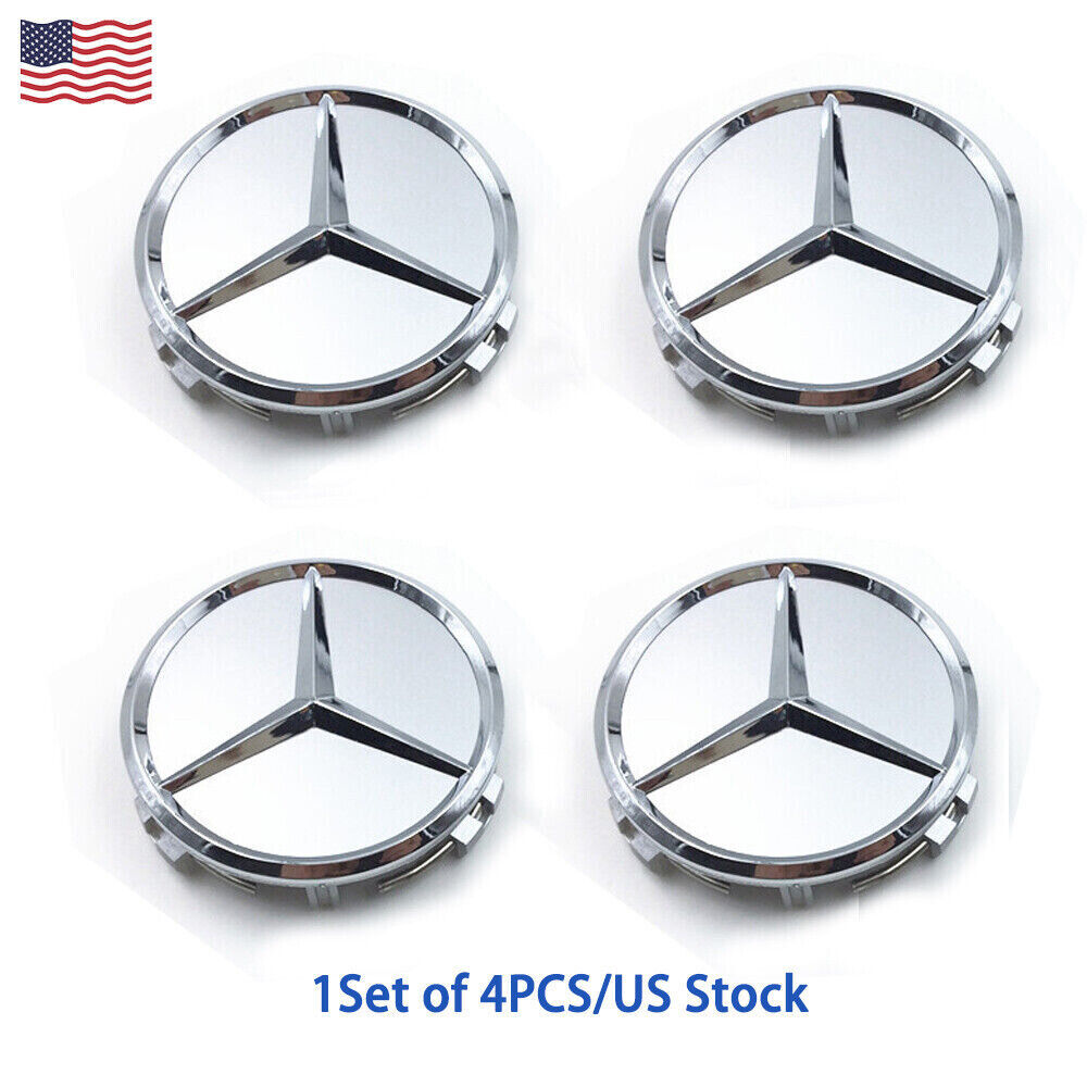 Wheel center hubcap badge 4-piece silver badge 75mm for CE63 AMG