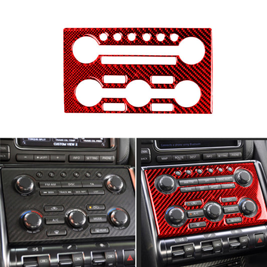 Red Carbon Fiber Console Control Panel Cover Trim for Nissan GT-R R35 2008-2016