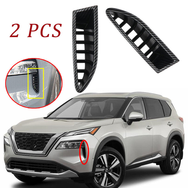 2-Piece Fastener for Nissan Rogue 2021-2022 ABS Carbon Fiber Headlight Eyelid Vents