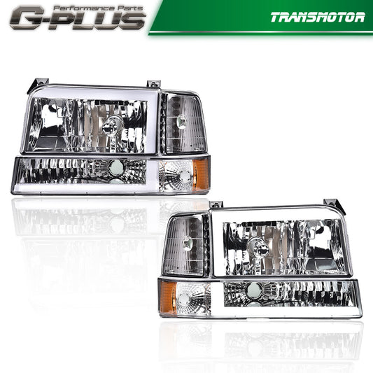 Suitable for 1992-1996 for Ford F150 F250 F350 Dual LED DRL Headlights with Anti-collision Clear Lights