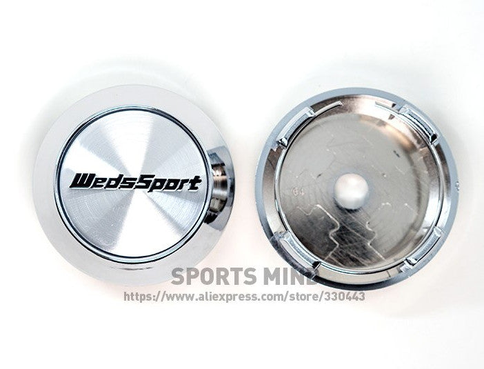 4x64mm Weds Sport badge wheel center cap hubcap rim cap badge silver chrome-plated