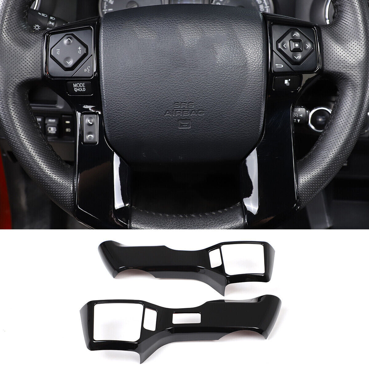 for Toyota Tundra/Tacoma 16-20 ABS Black Steering Wheel Button Frame Trim Cover