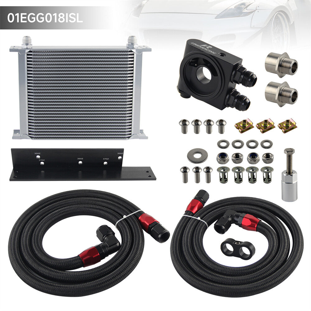 30 Row Oil Cooler Kit Filter Thermostat For Fairlady 350Z Z33 370Z Z34 Silver