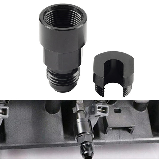 Black 6AN Male to 3/8 Quick Disconnect EFI Fuel Rail Adapter Fitting For GM LS