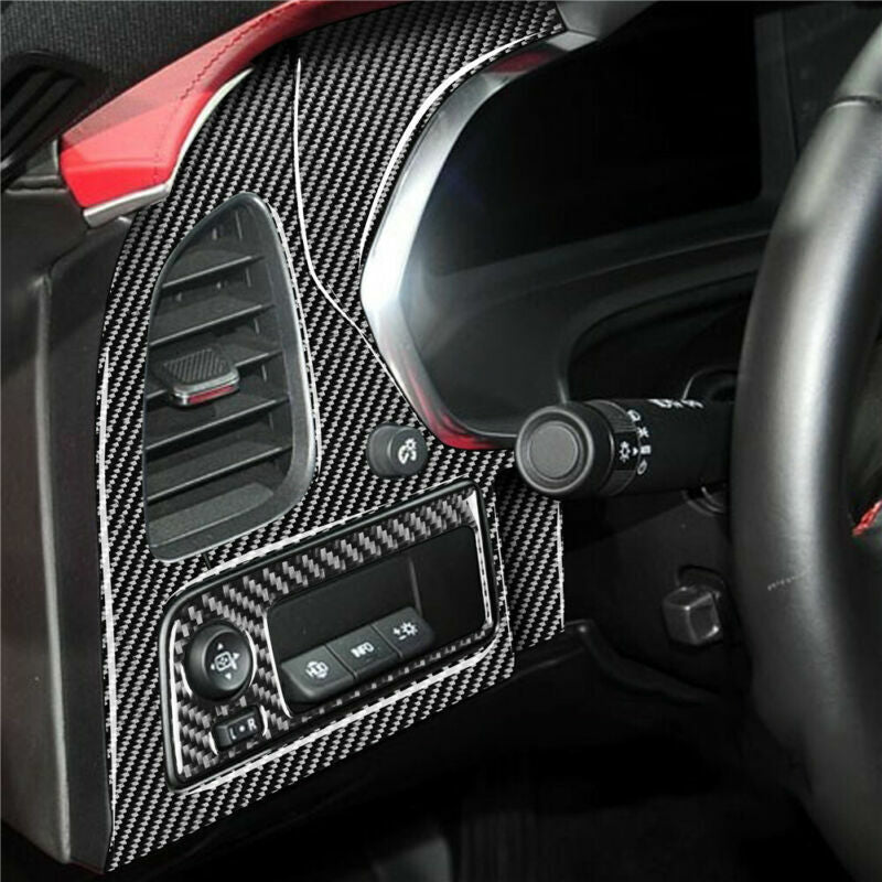 27Pcs Carbon Fiber Interior Set Decor Trim Kit for Chevrolet for Corvette C7 2014-19