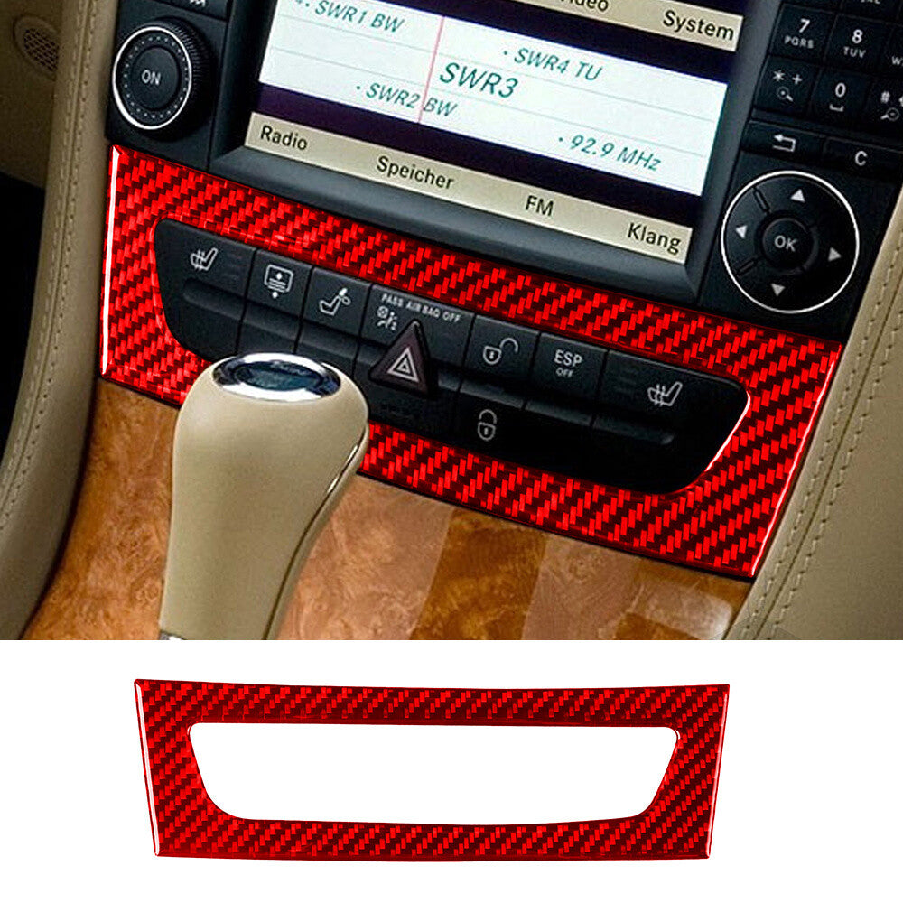 Red Carbon Fiber Central Heating Button Panel Trim for Benz CLS Class C219 04-09