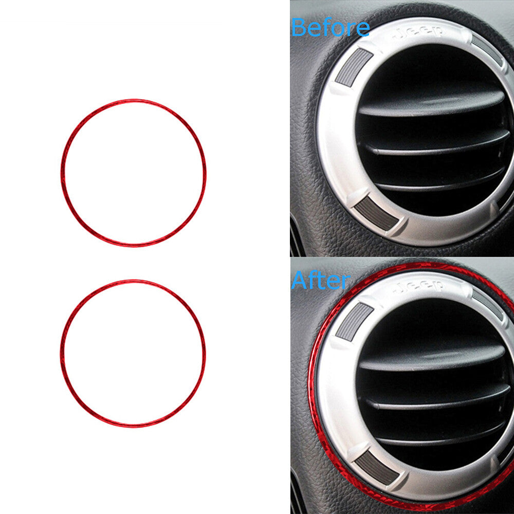 Red Carbon Fiber Console Air Vent Outlet Cover Trim for Jeep for Wrangler JK 2011-17