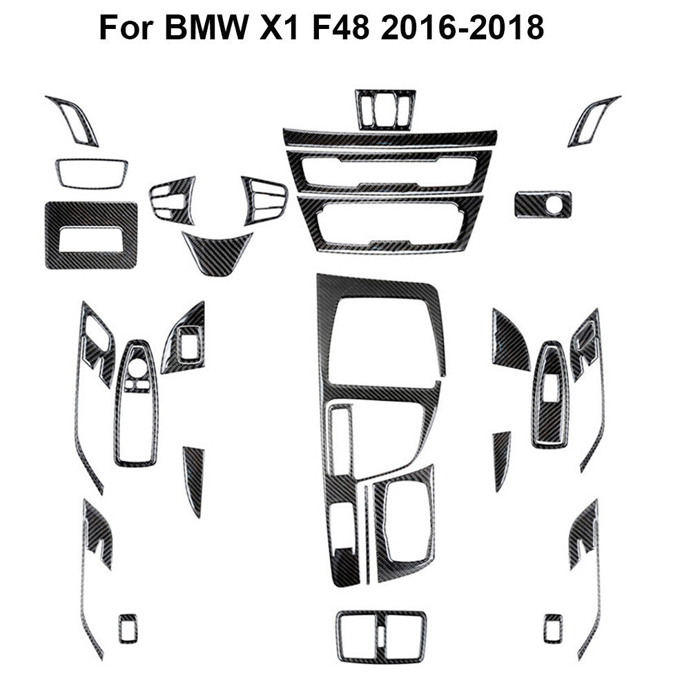 32Pcs Carbon Fiber Full Set Interior Kit Cover Trim for BMW X1 F48 2016-2018