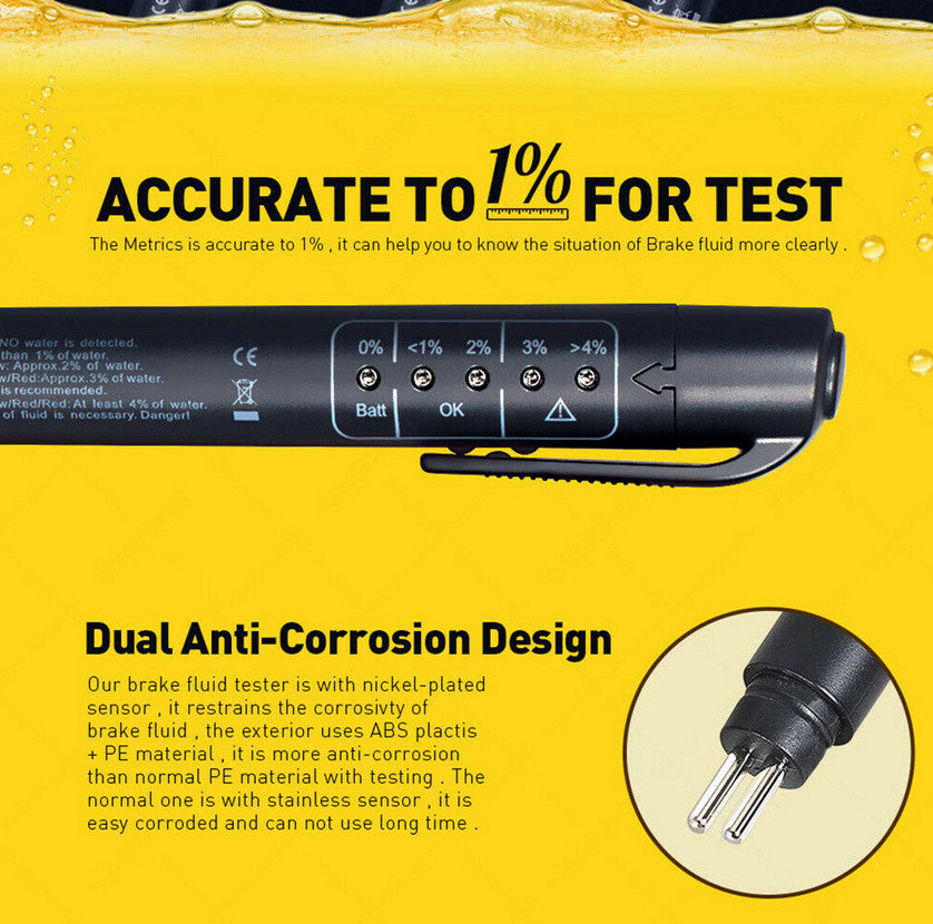 Automotive brake fluid tester diagnostic tool 5 LED pen for oil quality testing suitable for Jaguar LR