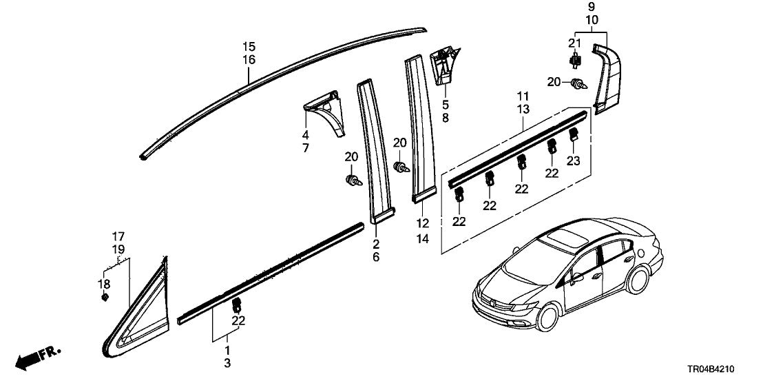 new roof trim for 2006-2008 for Honda Fit (left 74316-SAA-003-)