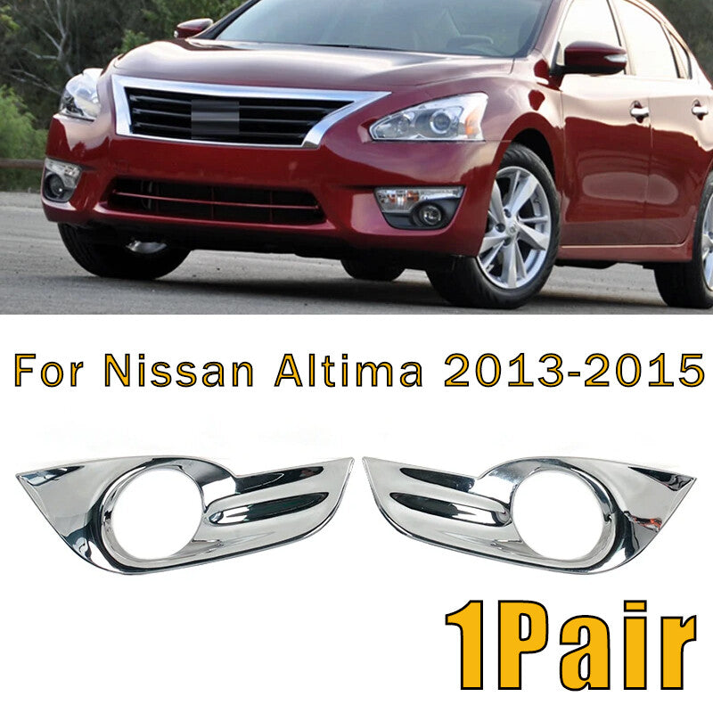 2X for Nissan Altima 2013-2015 Car Front Bumper Fog Light Lamp Chrome Trim Cover