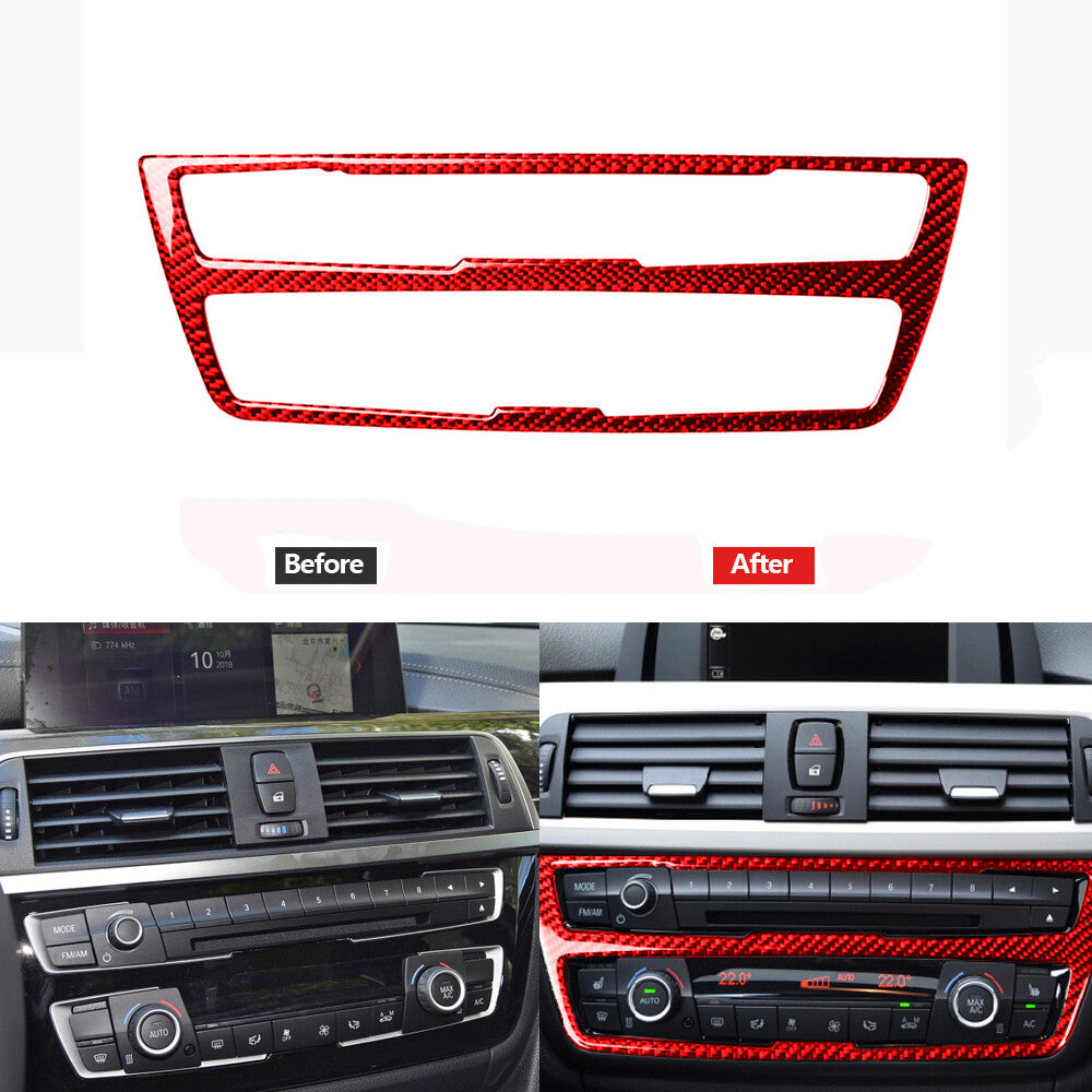 Red Carbon Fiber Center CD Panel Decorative Trim Cover for BMW 3Series F30 13-19