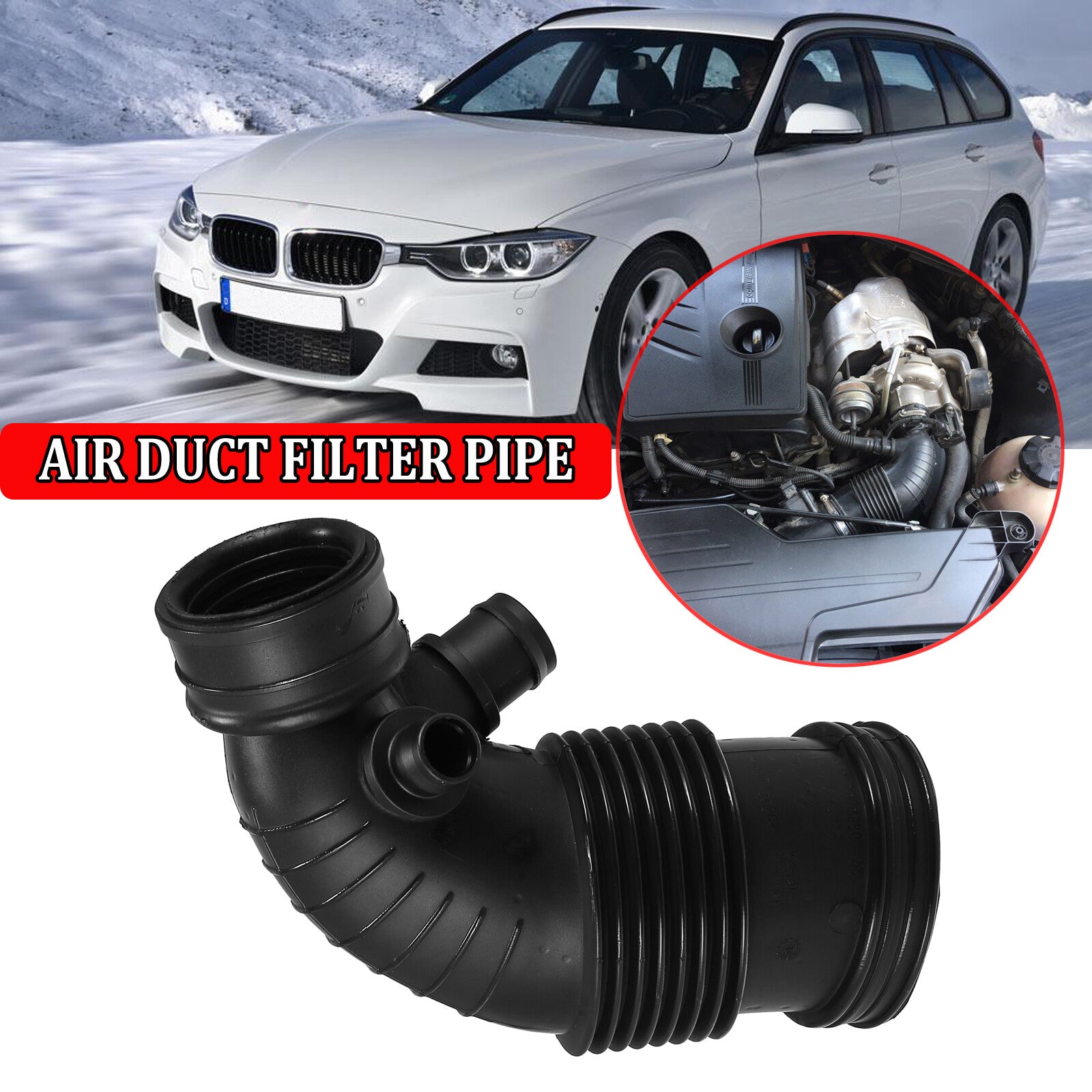 One air filter tube is suitable for BMW F20, F21, F30, F31, 114i, 116i, 118i, 120i, 316i, 320i, etc.