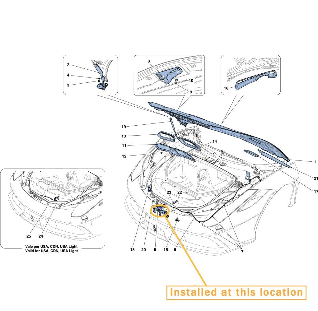 Equipment Manufacturer ( ) for FERRARI for 488 458 F8 HOOD LATCH locks: 83479100