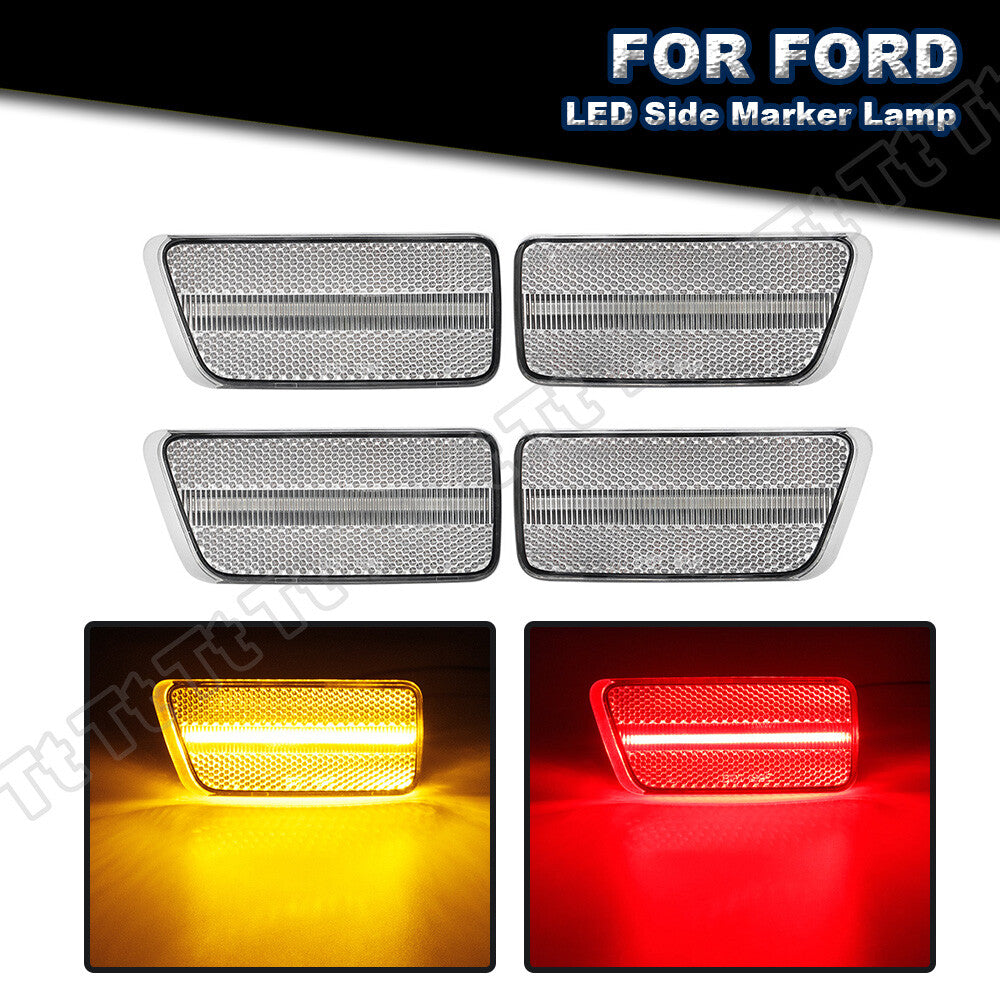 4-piece set of transparent lenses for front and rear LED side marker lights on 2021 and later for Ford for Mustang Sport models.