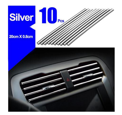 10-piece automotive air conditioning socket decorative molding trim strip in silver for Subaru