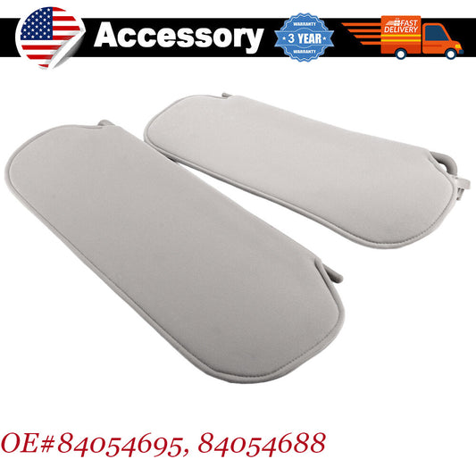 A pair of grey left and right sun visors with lights for a 2014 for Chevrolet Express for GMC Savana 1500.