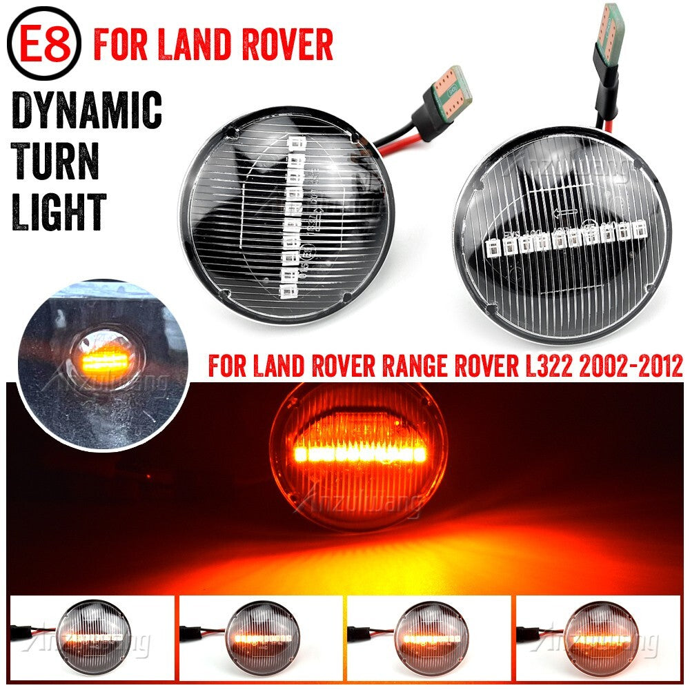Dynamic Smoked LED Side Marker Turn Signal Lights For 2002-2012 for Range Rover L322