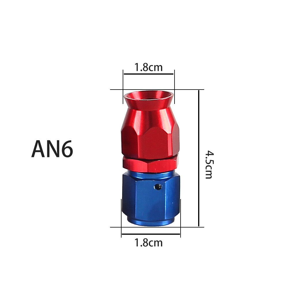 6AN PTFE Hose End Fittings Straight Aluminum Swivel AN6 For PTFE Hose Only Red