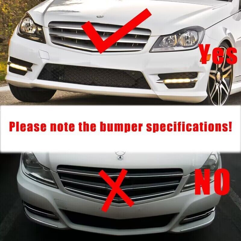 for Mercedes-Benz W204 C250 C350 C-Class 2012-2014 Chromium 2X Fog Lamp Cover