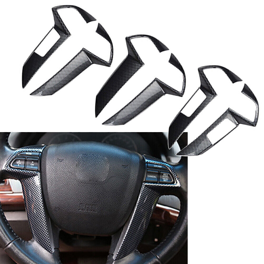 for Honda Accord 2008-2012 2X ABS Carbon Fiber Style Steering Wheel Cover Trim