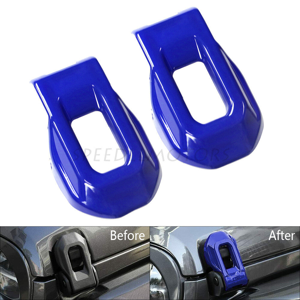 2 X Blue Hood Lock Latch Buckle Cover Trim for Jeep for Wrangler JL JLU Gladiator JT