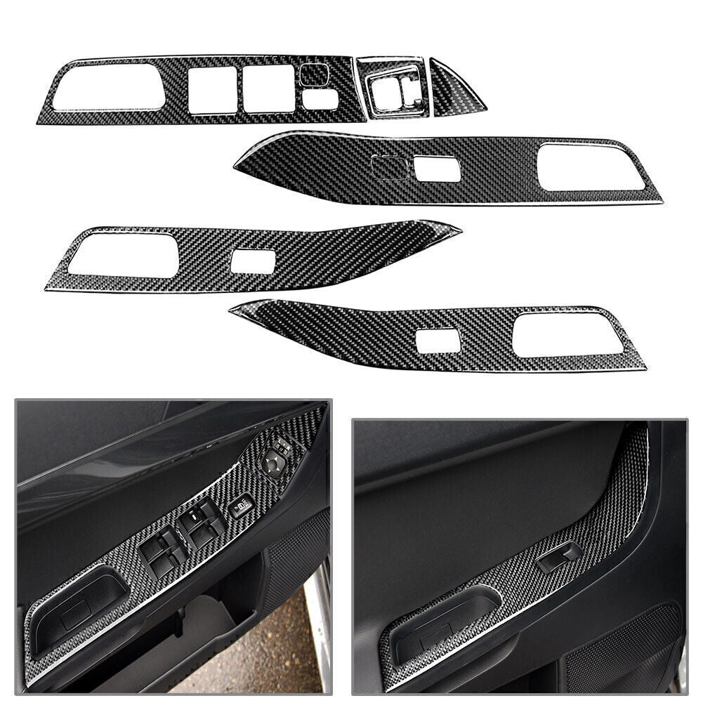 9x Carbon Fiber Window Lift Switch Panel Trim for Mitsubishi Lancer EVO X 08-15
