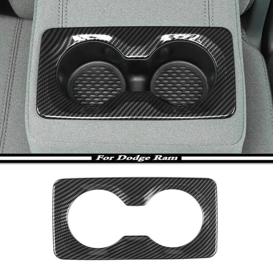 Suitable for 2019-2024 for Dodge for RAM 1500 Carbon Fiber Rear Armrest Box Cup Holder Cover Trim