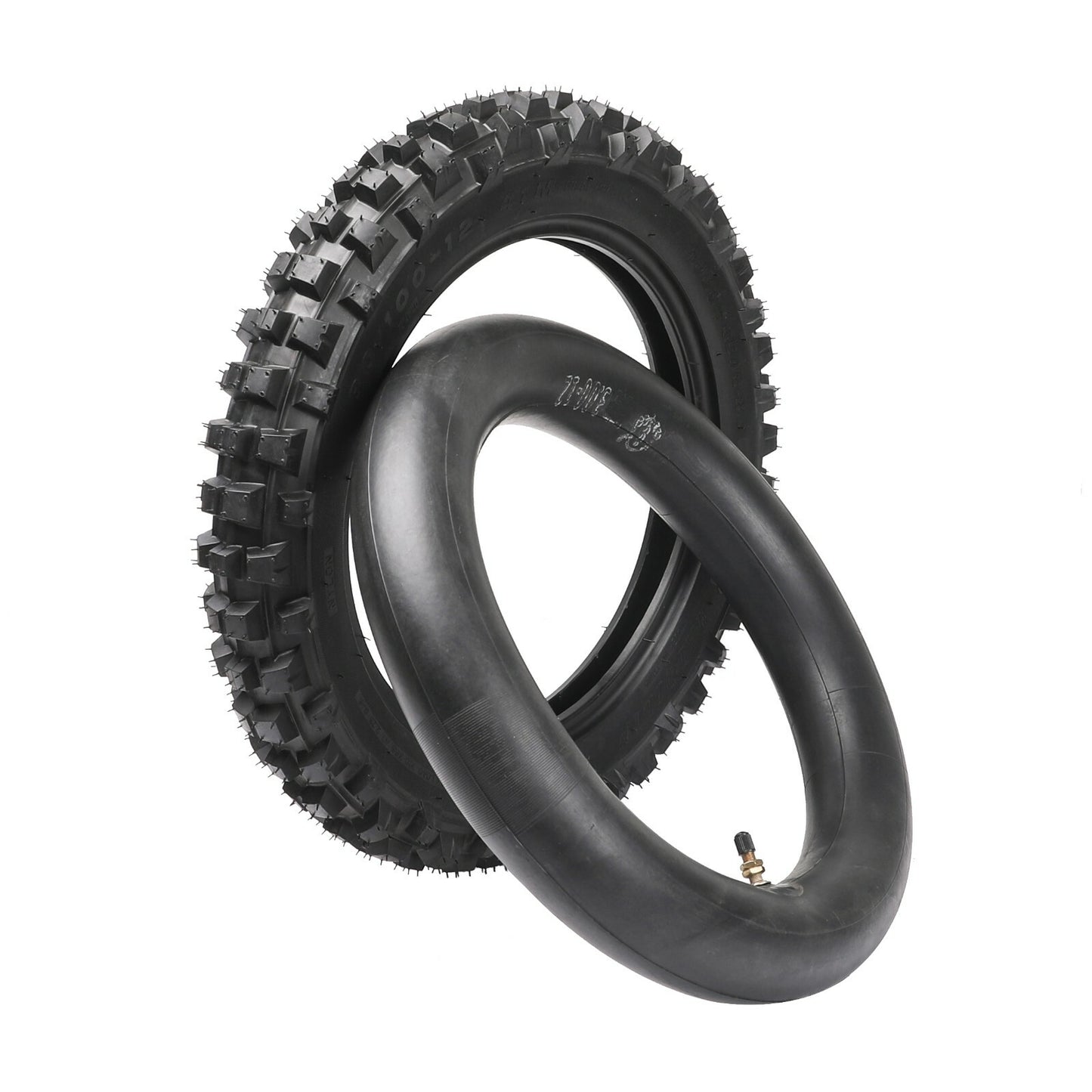 60/100-14 and 80/100-12 front and rear tires + inner tubes are suitable for Dirt Pit bicycles and Knobby tires.