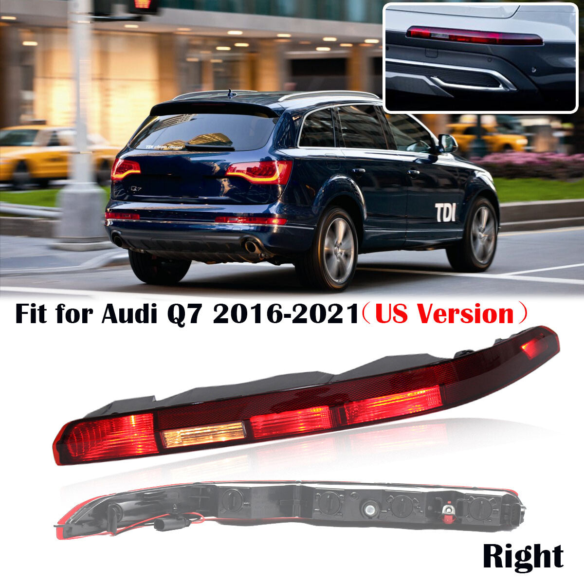 The rear bumper lower taillight strip with 5 bulbs and right-hand grip is suitable for the 2016-21 for Audi Q7.