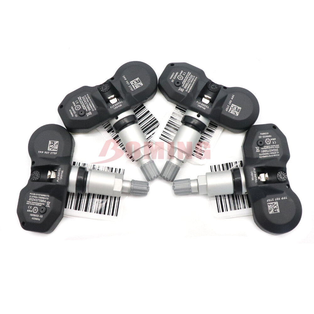 4-piece tire pressure sensor (TPMS) pack suitable for Audi for A4 , for A6 , for A8 , Q7, R8, and for Volkswagen 433MHz 7PP907275F