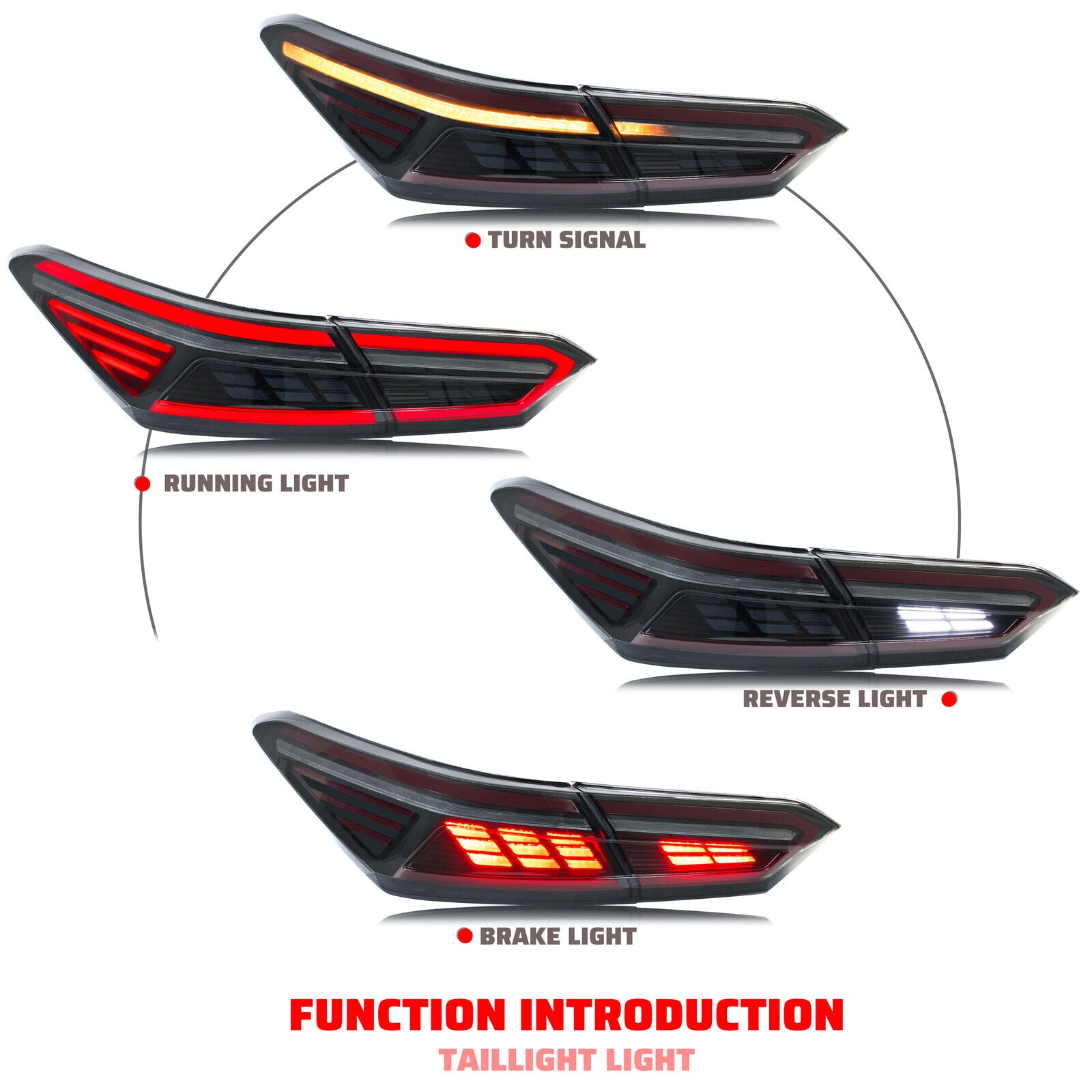 LHRH Sequential Animation Black LED Taillights for Toyota for Camry 2018-2023