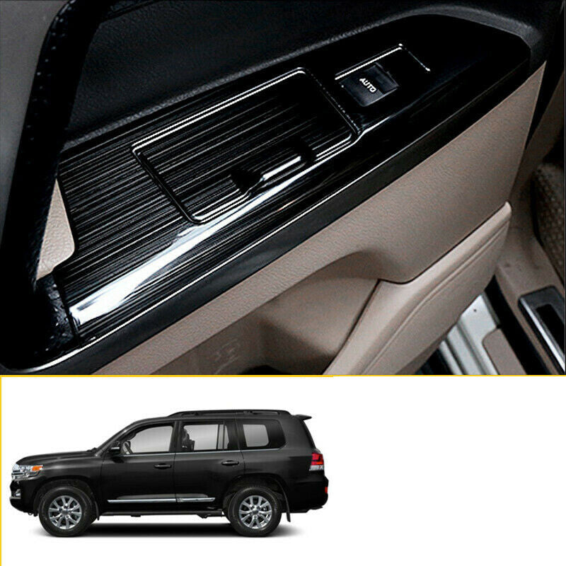 6pc Black Steel Window lift panel switch trim for Land Cruiser LC200 2008-2015