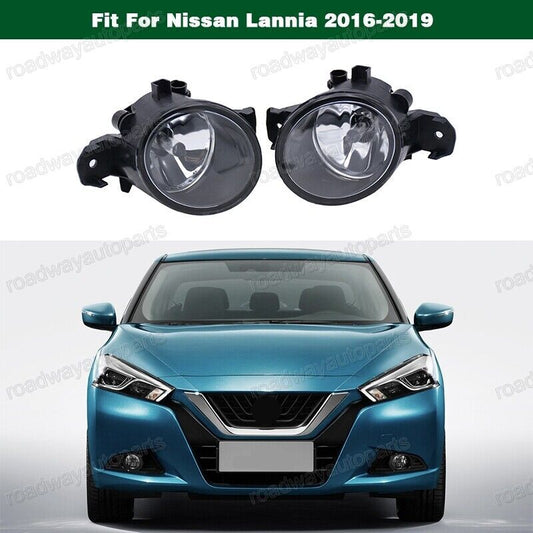 1PAIR Front Driving Lamps Fog Lights +Bulbs Clear for Nissan Lannia 2016-2019