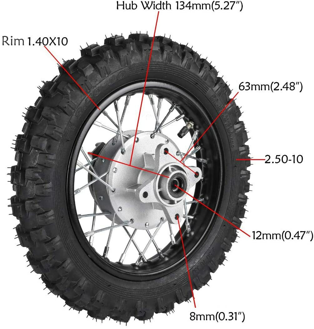 2.50-10 rear wheel rim tire drum brake suitable for Honda CRF50 XR50 for Yamaha PW50 TTR50E