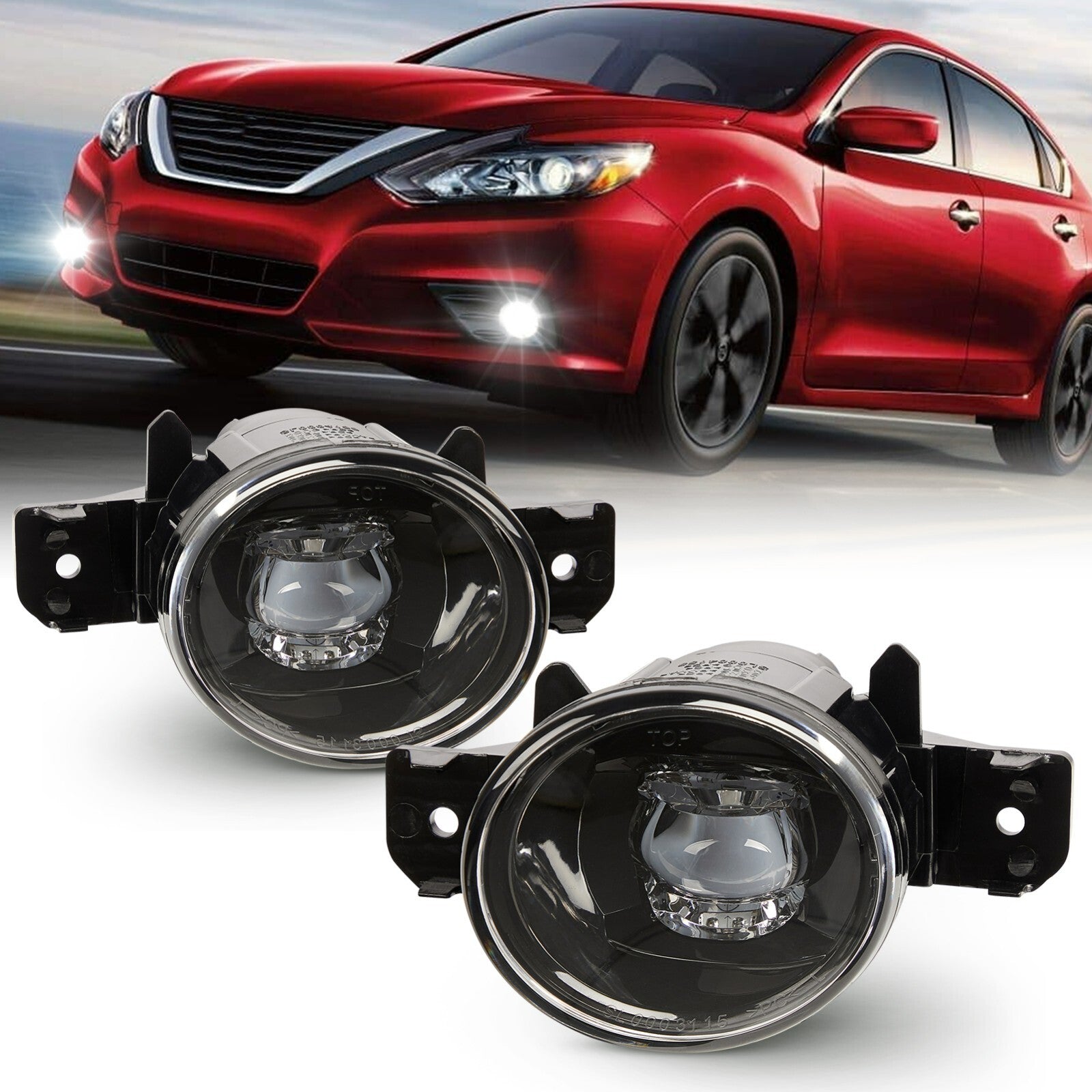 LED fog lights suitable for NISSAN Altima Sentra Maxima Rogue for Infiniti QX60 - Clear (New)