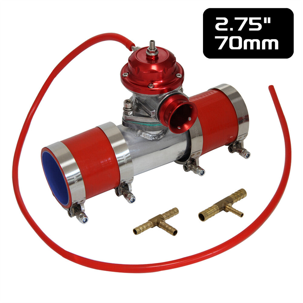 30PSI Blow Off Valve BOV +Type RS 2.75 Flange Pipe Adapter Silicone Hose Kit RD