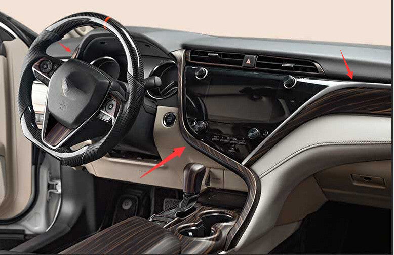 3PCS Trim for Toyota for Camry 2018-2022 Wood Grain Central Console Instrument Strip