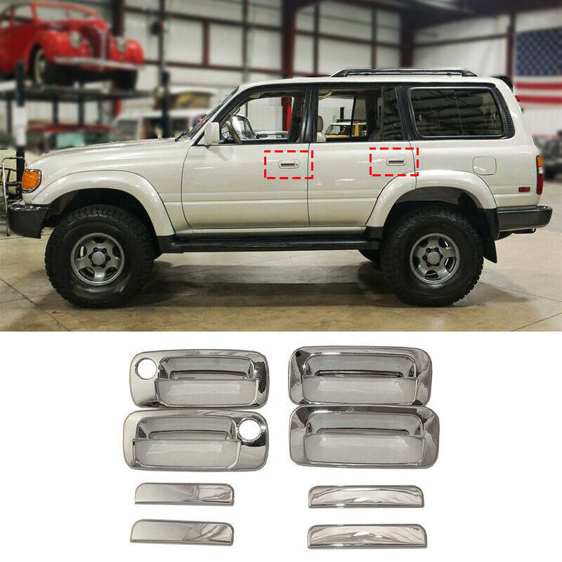 for Land Cruiser LC80 FJ80 1990-1997 Chrome Side Door Handle Bowl Cover Trim Set